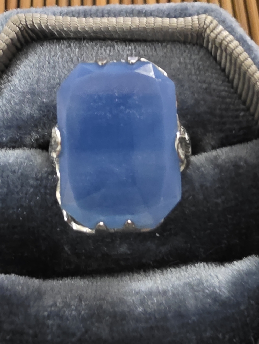 Uncas Silver Plated Glass Ring (Vintage)